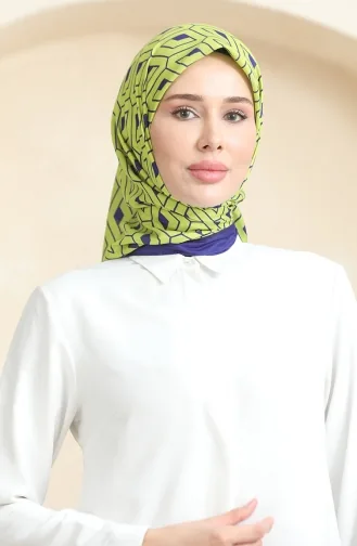 Soft Pamuk Eşarp 19094-10 Yağ Yeşili Lacivert