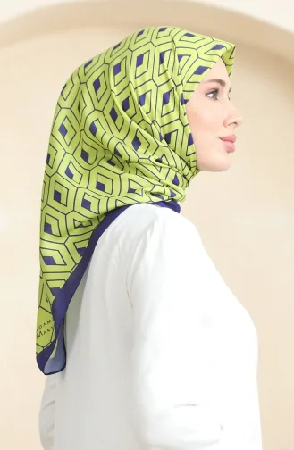 Soft Pamuk Eşarp 19094-10 Yağ Yeşili Lacivert