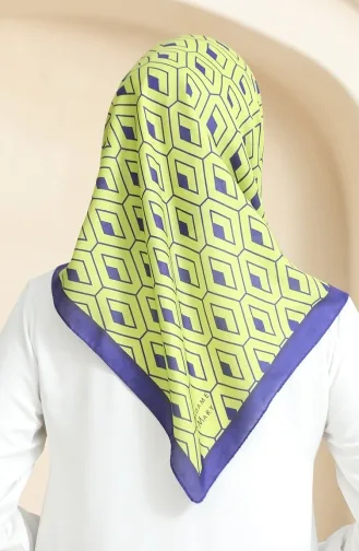 Soft Pamuk Eşarp 19094-10 Yağ Yeşili Lacivert