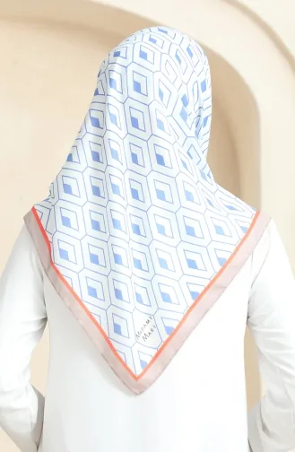 Zachte Katoenen Sjaal 19094-11 Wit Denimblauw 19094-11