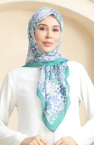 Desenli Soft Eşarp 70260-04 Çağla Yeşili Leylak Rengi