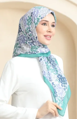 Desenli Soft Eşarp 70260-04 Çağla Yeşili Leylak Rengi