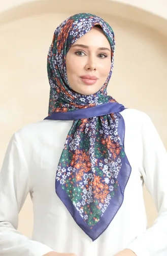 Desenli Soft Eşarp 70260-05 Mor Yeşil