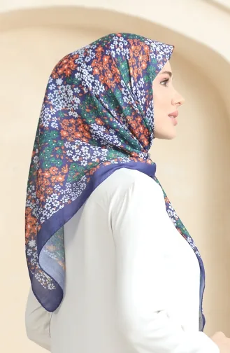 Desenli Soft Eşarp 70260-05 Mor Yeşil
