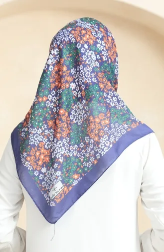 Desenli Soft Eşarp 70260-05 Mor Yeşil