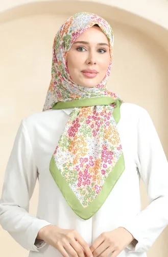 Desenli Soft Eşarp 70260-06 Fıstık Yeşili Fuşya