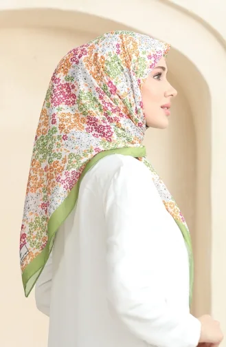 Desenli Soft Eşarp 70260-06 Fıstık Yeşili Fuşya