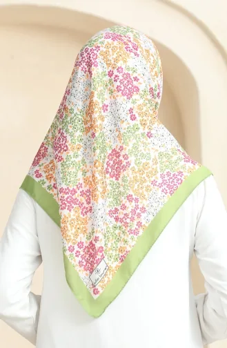 Desenli Soft Eşarp 70260-06 Fıstık Yeşili Fuşya