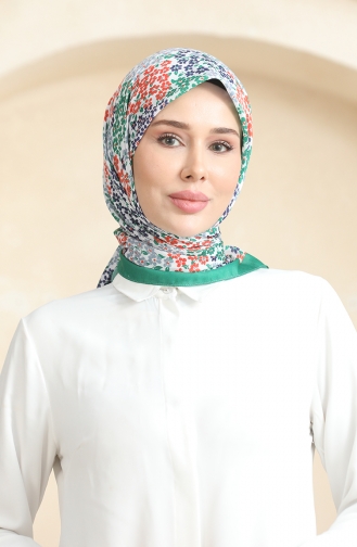 Patterned Soft Scarf 70260-12 Green Navy Blue 70260-12
