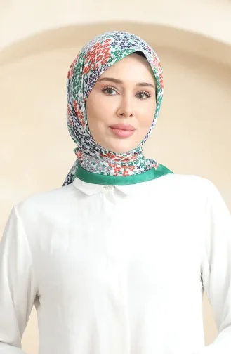 Zachte Sjaal Met Patroon 70260-12 Groen Marineblauw 70260-12