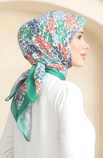 Patterned Soft Scarf 70260-12 Green Navy Blue 70260-12