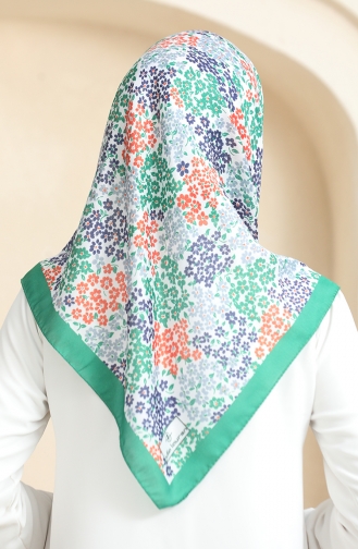 Patterned Soft Scarf 70260-12 Green Navy Blue 70260-12