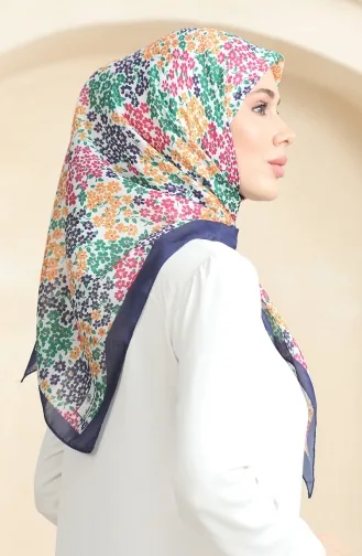 Desenli Soft Eşarp 70260-13 Lacivert Yeşil