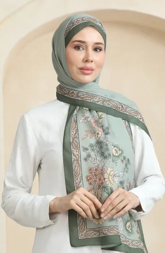 شال سوفت منقوش 70271-08 أخضر عسكري 70271-08
