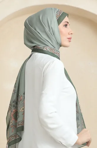 شال سوفت منقوش 70271-08 أخضر عسكري 70271-08