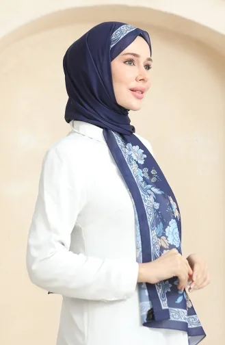 Patterned Soft Shawl 70271-10 Navy Blue 70271-10