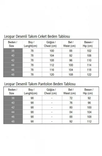 Leopar Desenli Takım Taba 19218