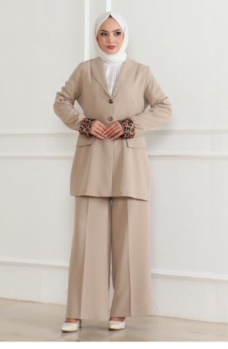 Leopard Patterned Suit Beige 19218 15312