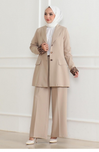 Leopard Patterned Suit Beige 19218 15312
