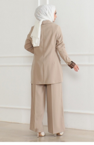 Leopard Patterned Suit Beige 19218 15312