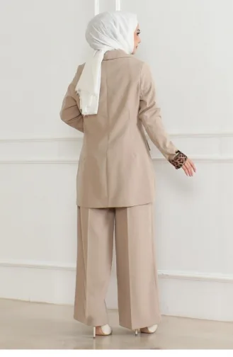 Leopard Patterned Suit Beige 19218 15312