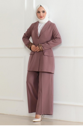 Leopar Desenli Takım Gül Kurusu 19218