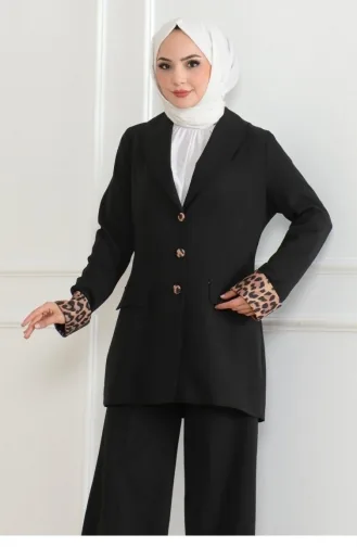 Leopar Desenli Takım Siyah 19218