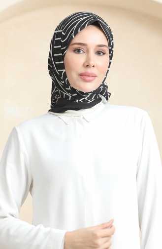 Echarpe Coton Doux 19089-03 Noir Beige 19089-03