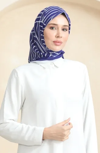 Zachte Katoenen Sjaal 19089-04 Marineblauw Crème 19089-04