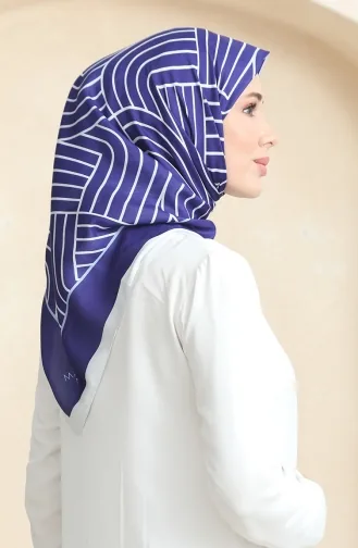 Zachte Katoenen Sjaal 19089-04 Marineblauw Crème 19089-04