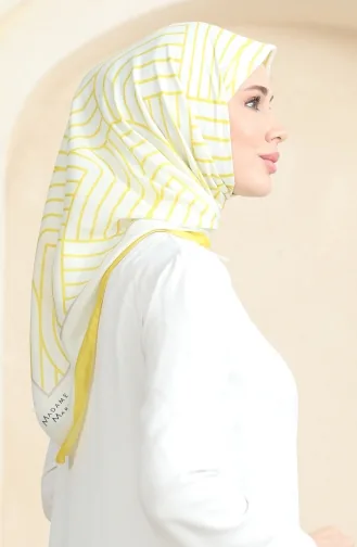 Echarpe Coton Doux 19089-09 Blanc Jaune 19089-09