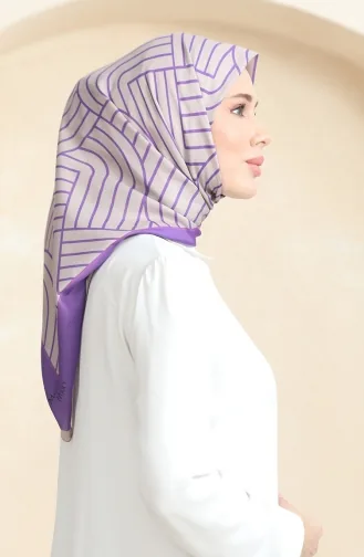 Zachte Katoenen Sjaal 19089-13 Beige Paars 19089-13