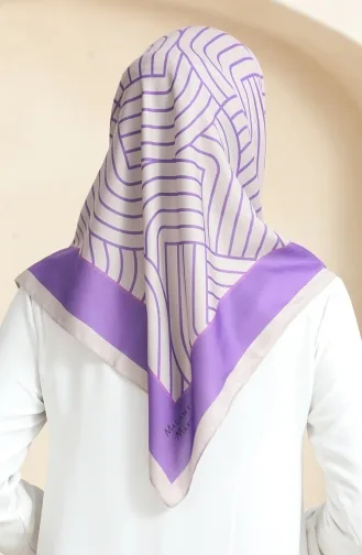 Zachte Katoenen Sjaal 19089-13 Beige Paars 19089-13
