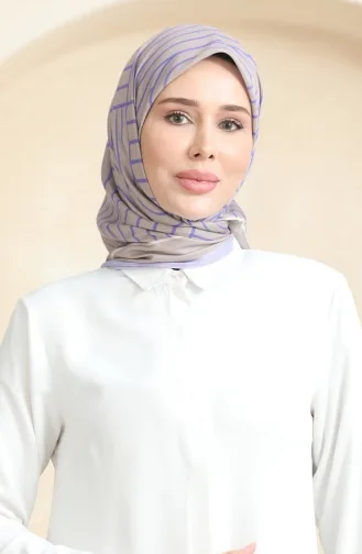 Zachte Katoenen Sjaal 19089-16 Beige Lila 19089-16