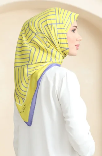 Zachte Katoenen Sjaal 19089-17 Geel Paars 19089-17