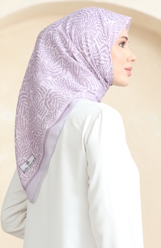 Desenli Soft Eşarp 70244-02 Lila Pudra