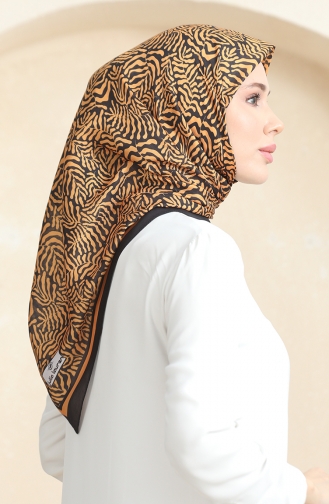 Desenli Soft Eşarp 70244-03 Siyah Hardal