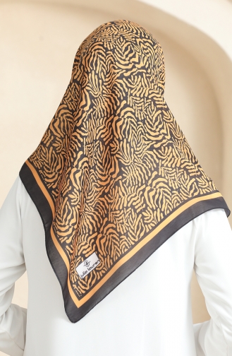 Desenli Soft Eşarp 70244-03 Siyah Hardal