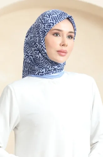 Zachte Sjaal Met Patroon 70244-04 Blauw Marineblauw 70244-04