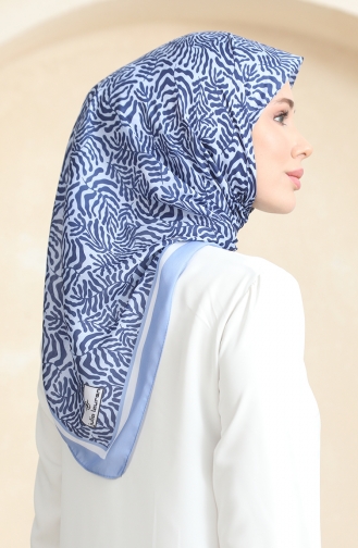Desenli Soft Eşarp 70244-04 Mavi Lacivert