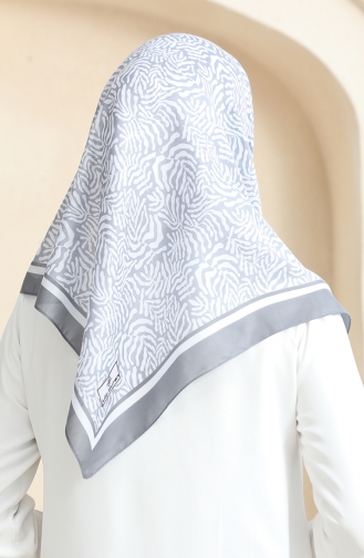 Desenli Soft Eşarp 70244-05 Gri Beyaz