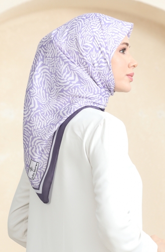 Desenli Soft Eşarp 70244-06 Koyu Lila Lila