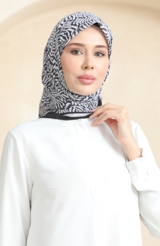 Desenli Soft Eşarp 70244-08 Siyah Beyaz