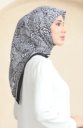 Patterned Soft Scarf 70244-08 Black And white 70244-08