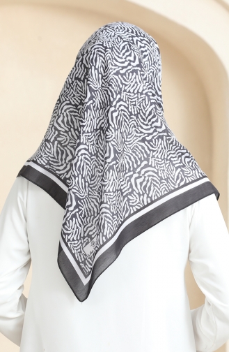 Desenli Soft Eşarp 70244-08 Siyah Beyaz