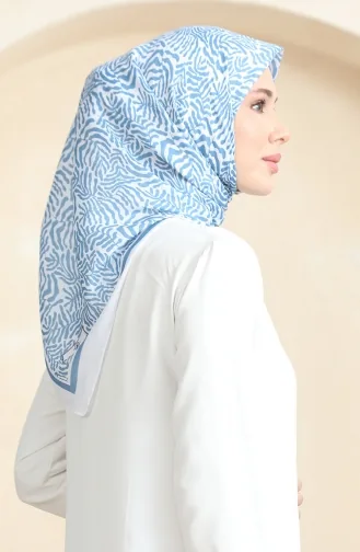 Patterned Soft Scarf 70244-09 white Blue 70244-09