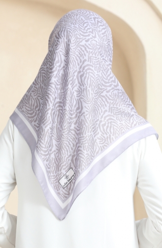 Desenli Soft Eşarp 70244-10 Koyu Lila Vizon