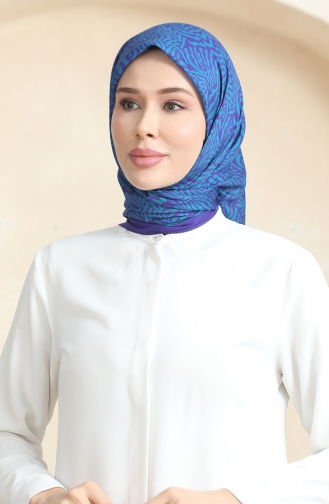 Desenli Soft Eşarp 70244-14 Eflatun Yeşil