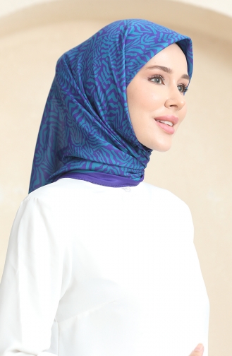 Desenli Soft Eşarp 70244-14 Eflatun Yeşil