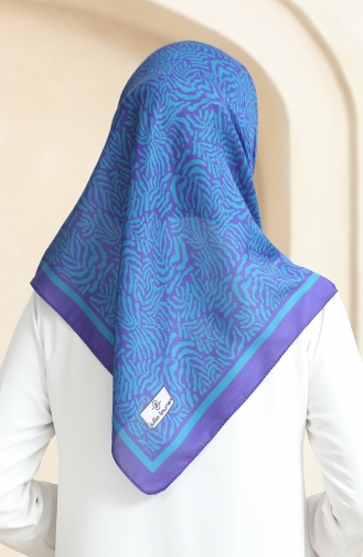Desenli Soft Eşarp 70244-14 Eflatun Yeşil